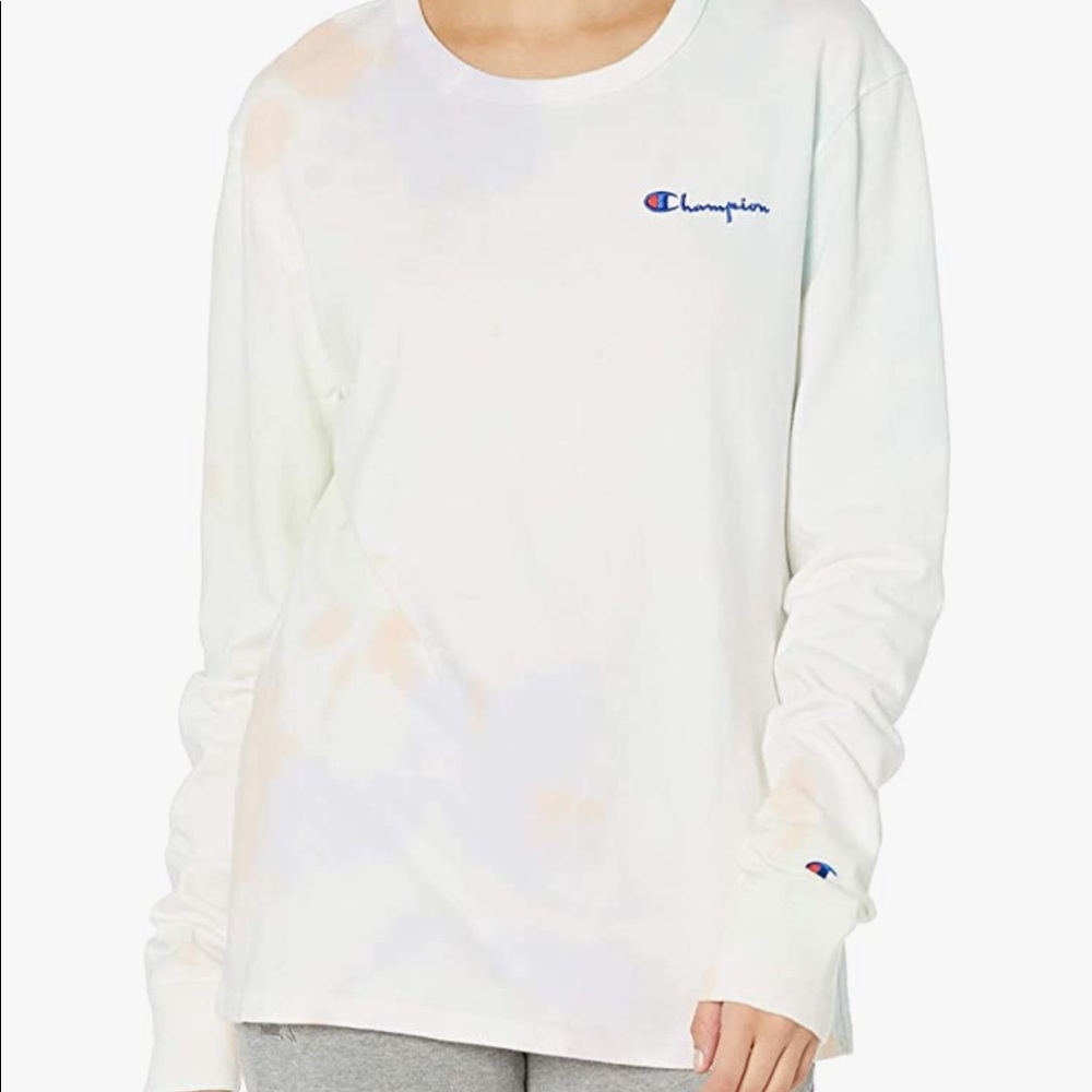 Champion Boyfriend Long Sleeve Tee sweatshirt Cloud Dye tie dye large